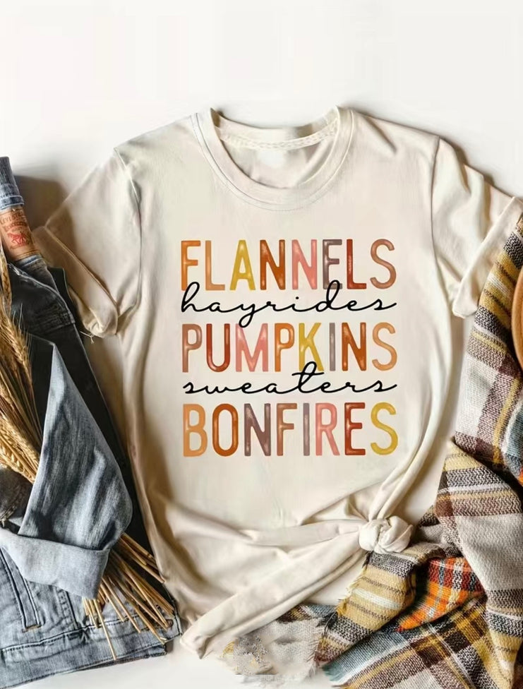 Flannels and Pumkins T-shirt - Oatmeal Color