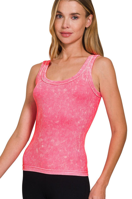 Malibu Crinkle Coral Sleeveless Tank