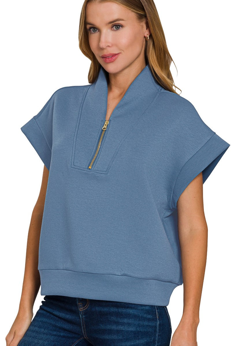 Scuba Top and Short Set Dusty Blue