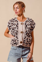 Leopard Knit Sweater Vest