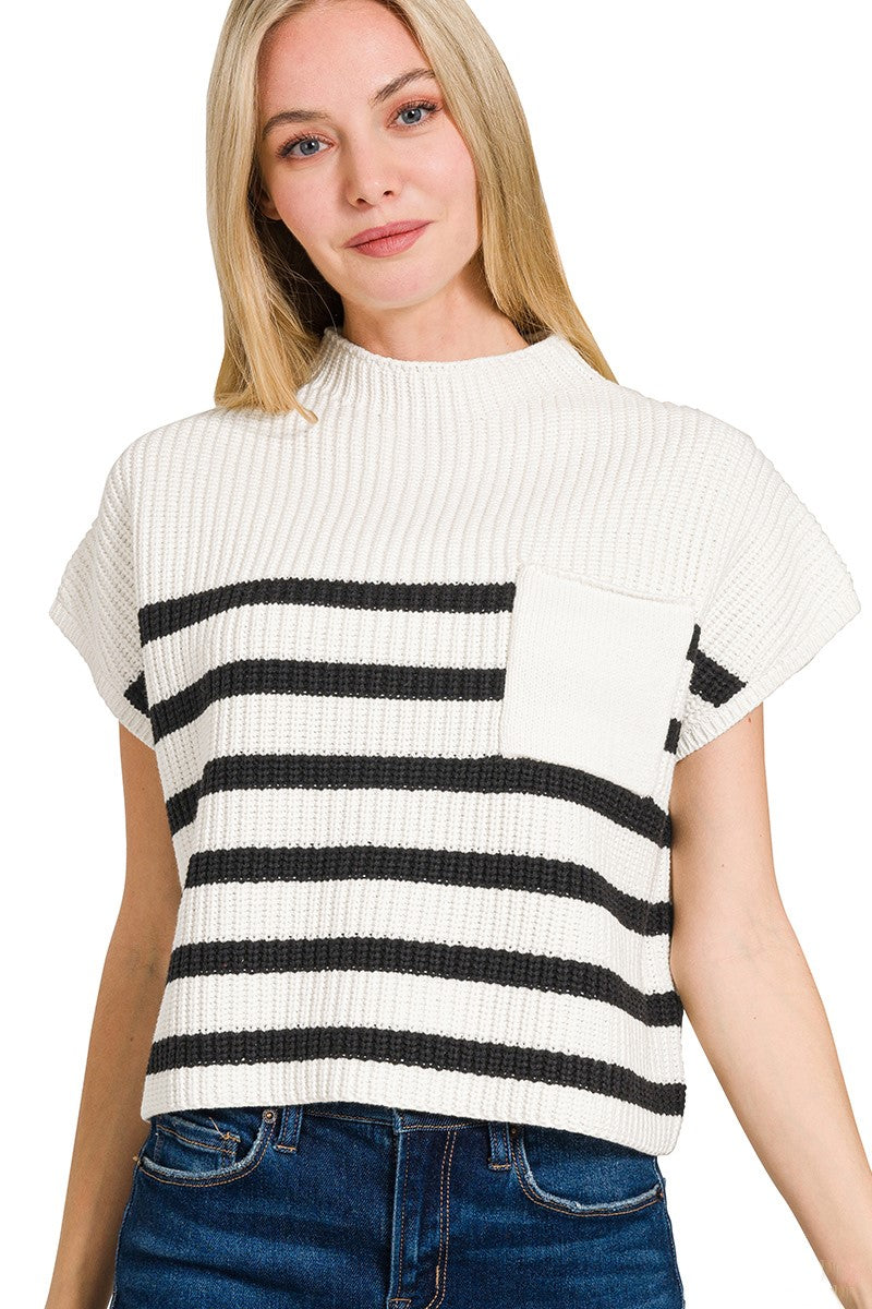 Short Sleeve Striped Sweater Top