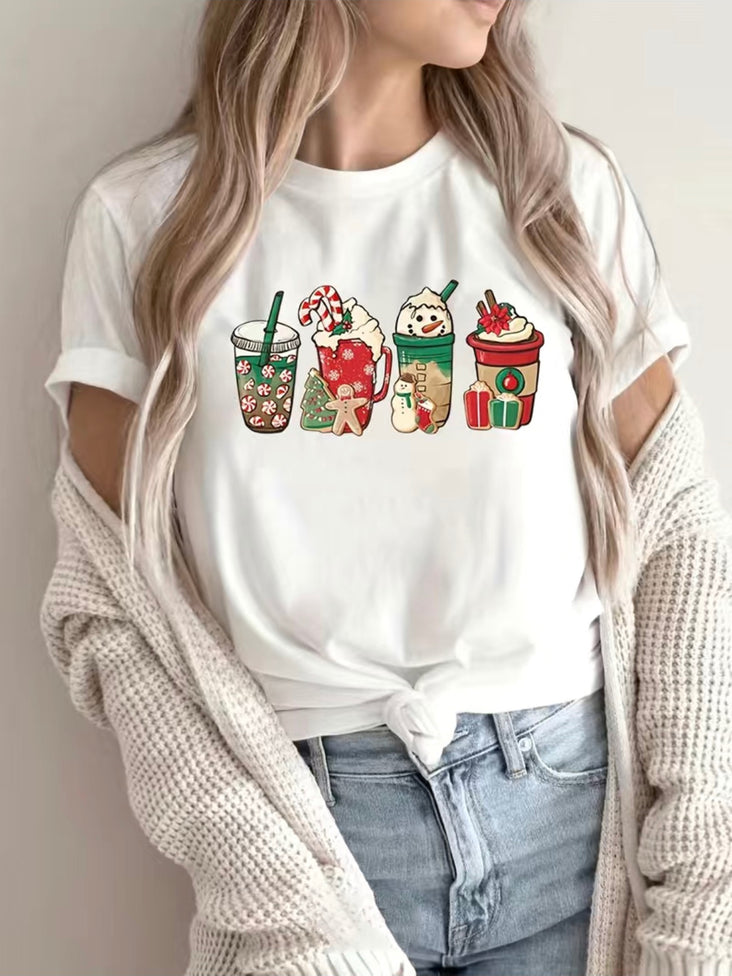 Peppermint Mocha Holiday T-shirt - White Color