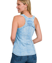 Malibu Crinkle Washed Cotton Ocean Color Tank Top