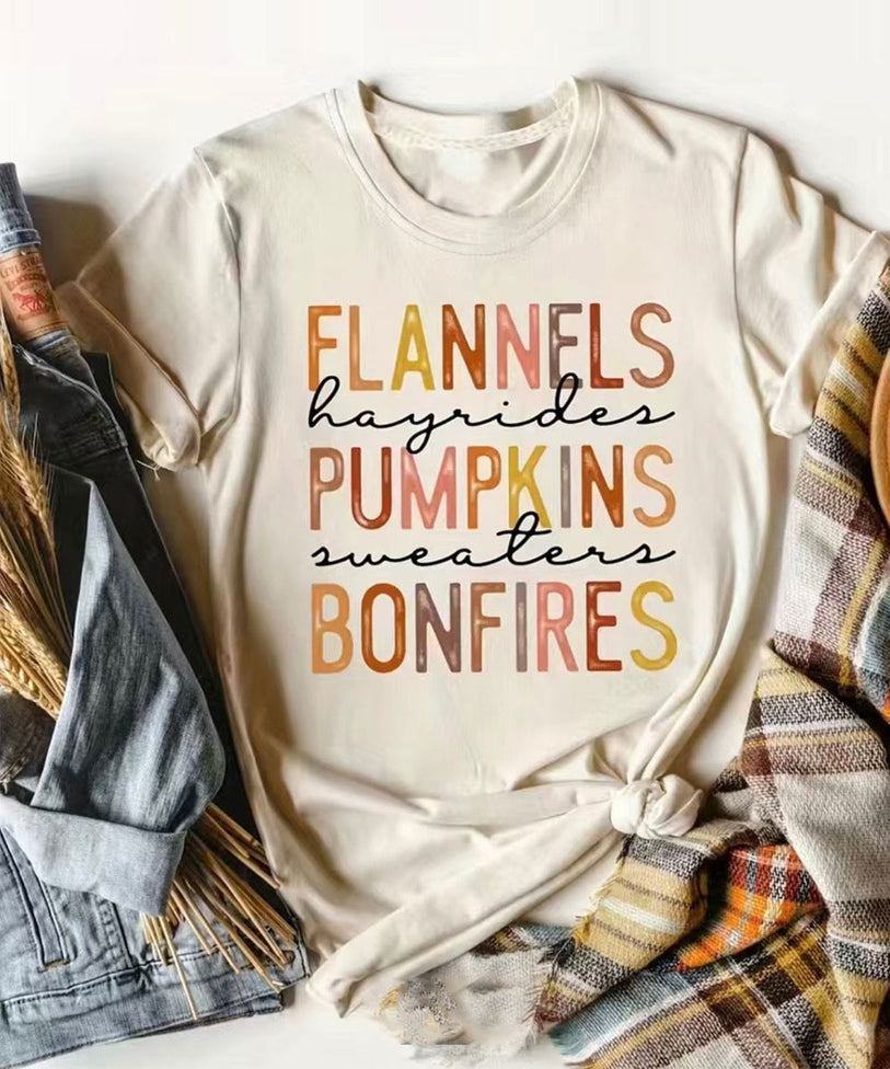 Flannels and Pumkins T-shirt - Oatmeal Color