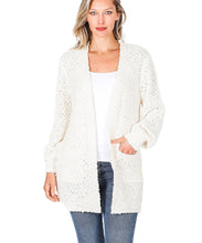 Ivory Popcorn Cardigan with Pockets