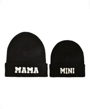 Mama and Mini Beanie Knitted Hat - Black Color - Sherpa Letters