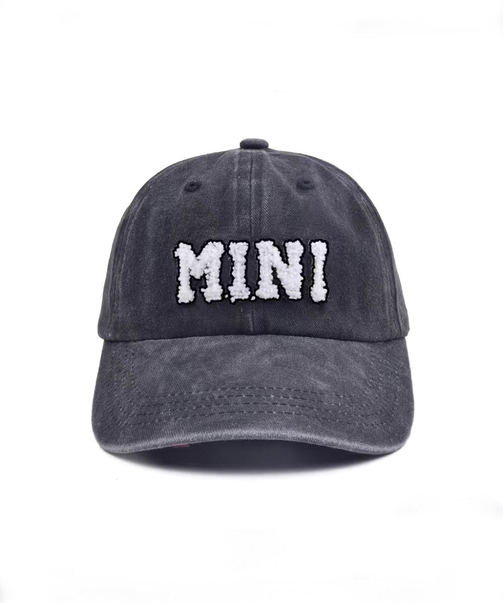 Mini Baseball Cap - Washed Black Color / Sherpa Letters