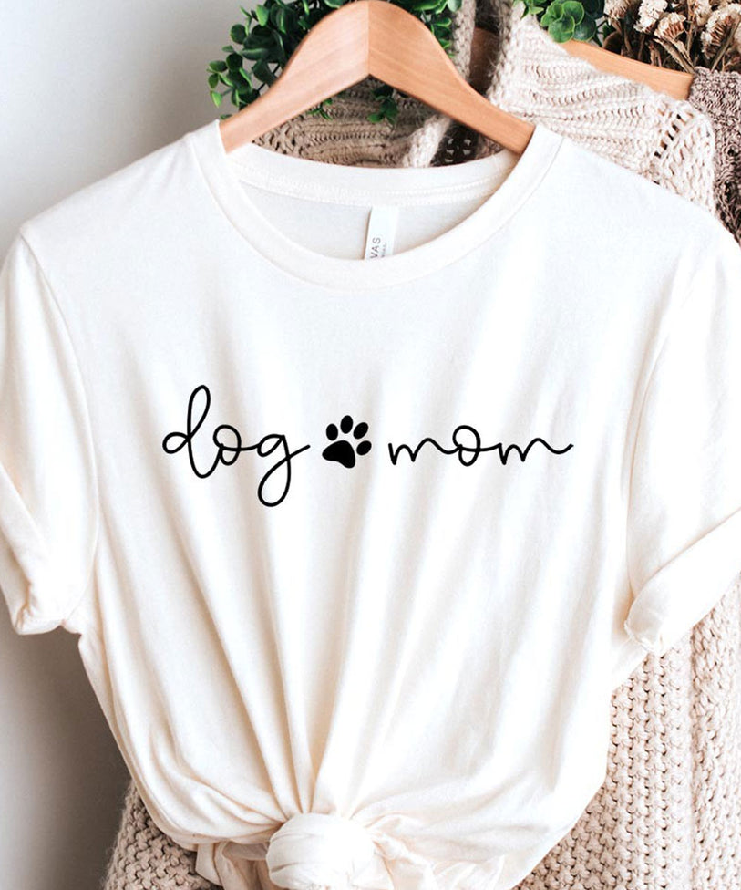 Dog Mom Graphic T-shirt - Vintage White