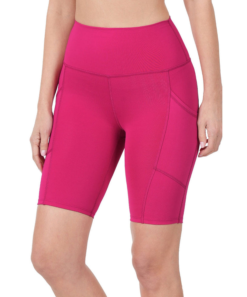 Viva Magenta Pockets / Hot Pink Contour Fit High Rise Biker Short