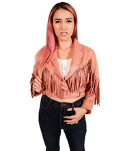 Lex Faux Suede Pink Fringe Jacket