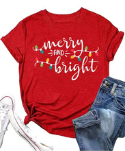 Merry and Bright Christmas T-shirt - Red Color