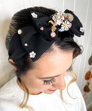 Antoinette Embellished Bow Headband - Black Color
