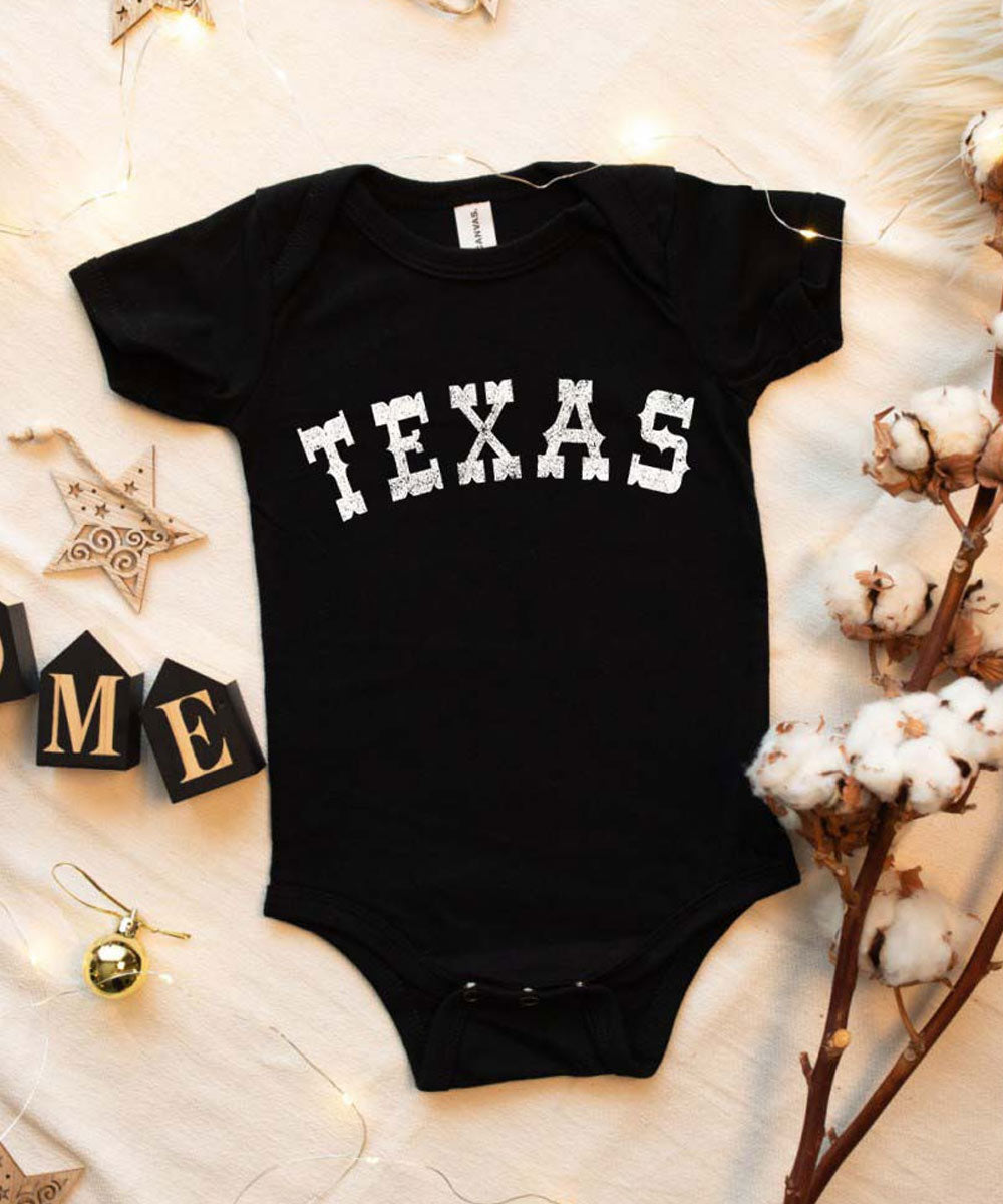 Unisex Texas State Graphic Baby Onesie - Black Color