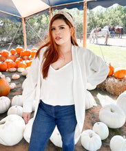 Knit Ivory Balloon Sleeves Chunky Cardigan Sweater