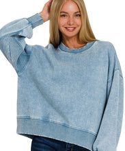 Washed Cotton Blue Sweatshirt and Jogger Set