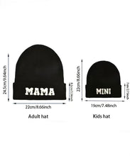 Mama and Mini Beanie Knitted Hat - Black Color - Sherpa Letters