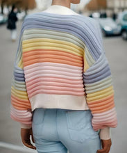 Rainbow Knitted Button Up Sweater