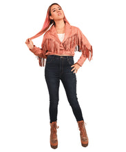 Lex Faux Suede Pink Fringe Jacket