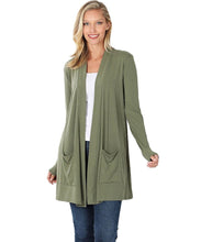 Dark Sage Soft Cardigan Sweater with Pockets