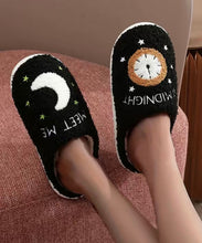 Moon and Clock Plush Slippers