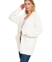 Ivory Popcorn Cardigan with Pockets