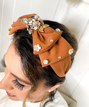 Antoinette Embellished Bow Headband - Mocha Color