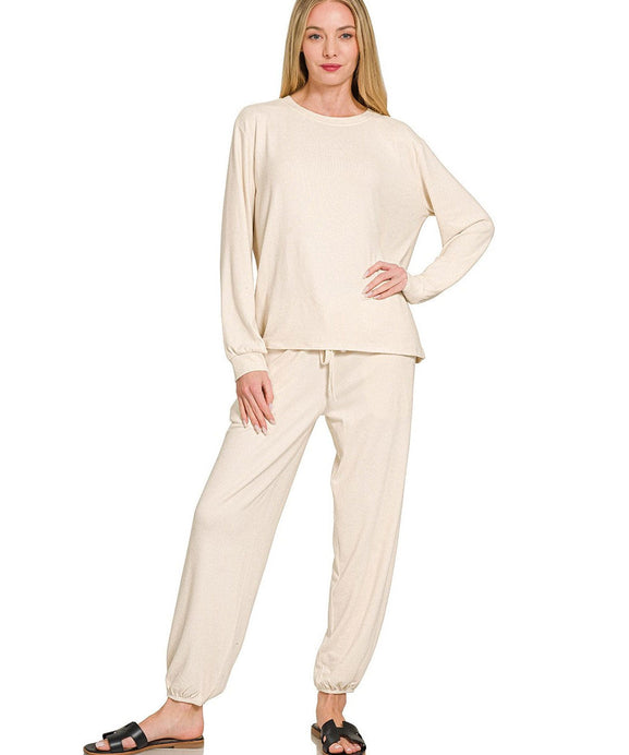 Hacci Long Sleeve Top & Jogger Lounge Set