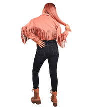 Lex Faux Suede Pink Fringe Jacket
