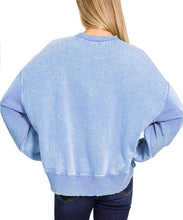 Washed Cotton Blue Sweatshirt and Jogger Set