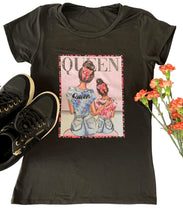 Queen and Princess Black T-shirt with Rhinestones