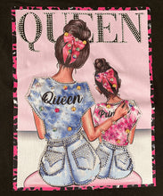 Queen and Princess Black T-shirt with Rhinestones