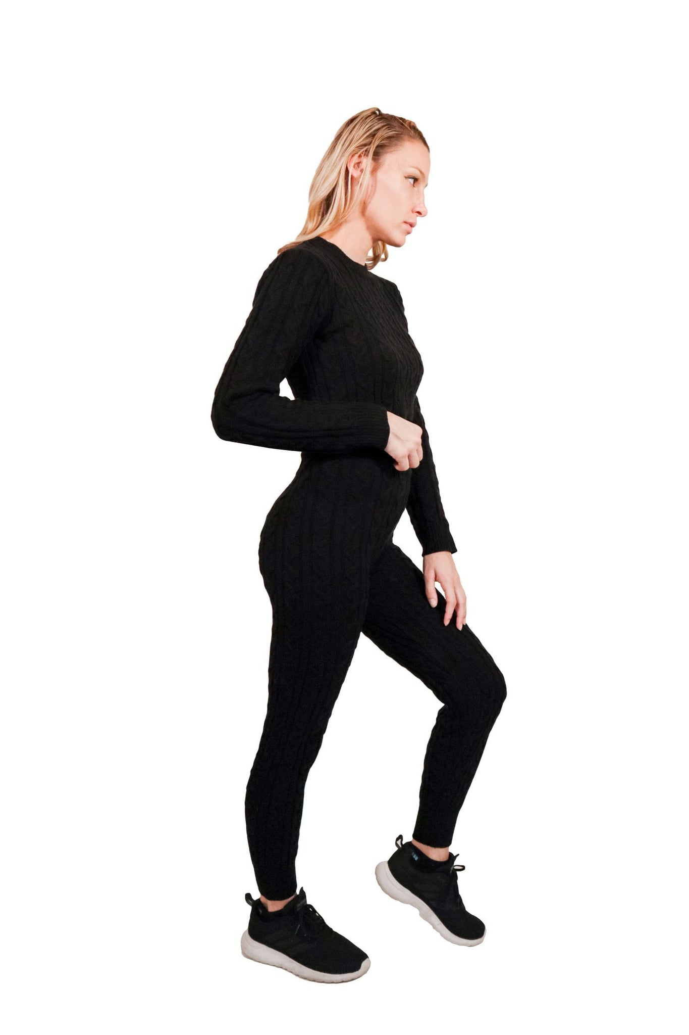 Two-Piece Knit Cropped Sweater and Leggings Set