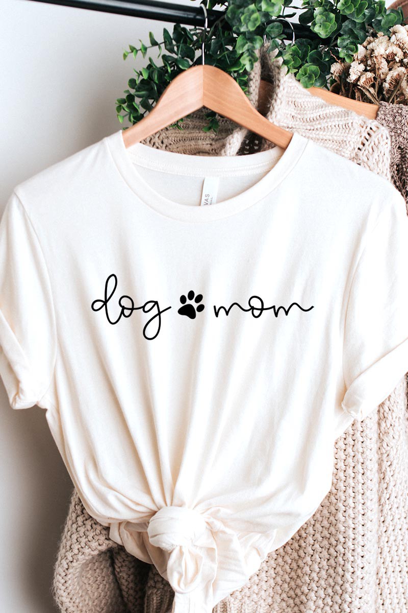 Dog Mom Graphic T-shirt - Vintage White