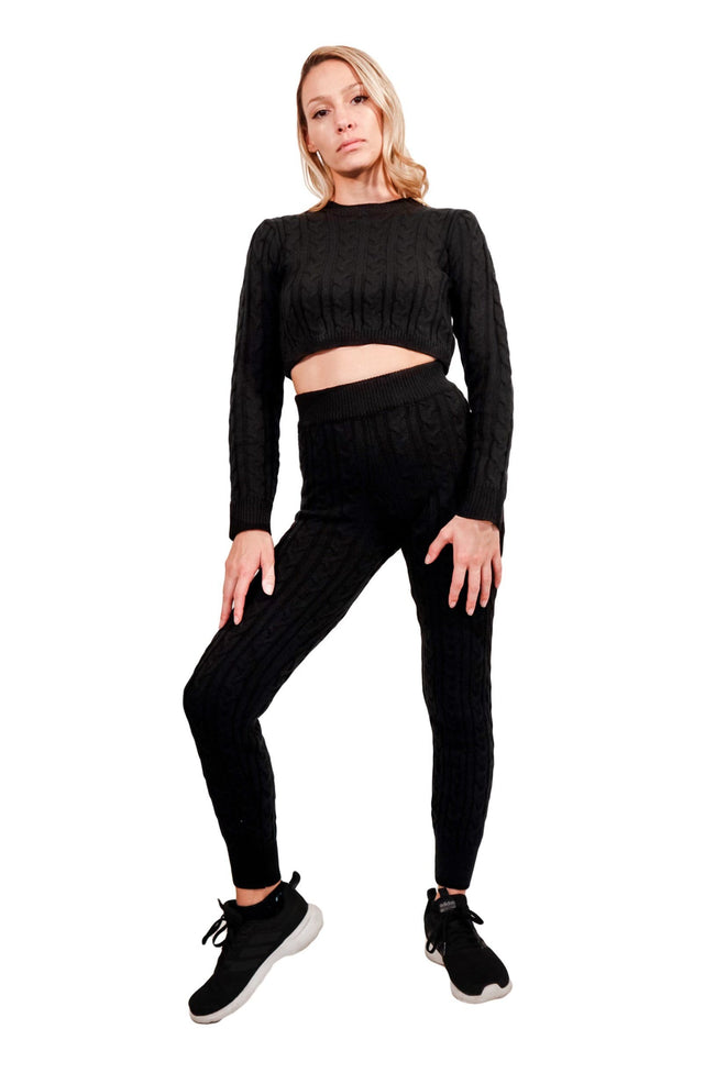 Brooklyn Knit Two Piece Cropped Sweater and Leggings Set