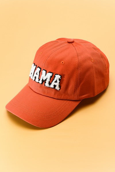 Mama Baseball Cap - Tomato Color / Sherpa Letters