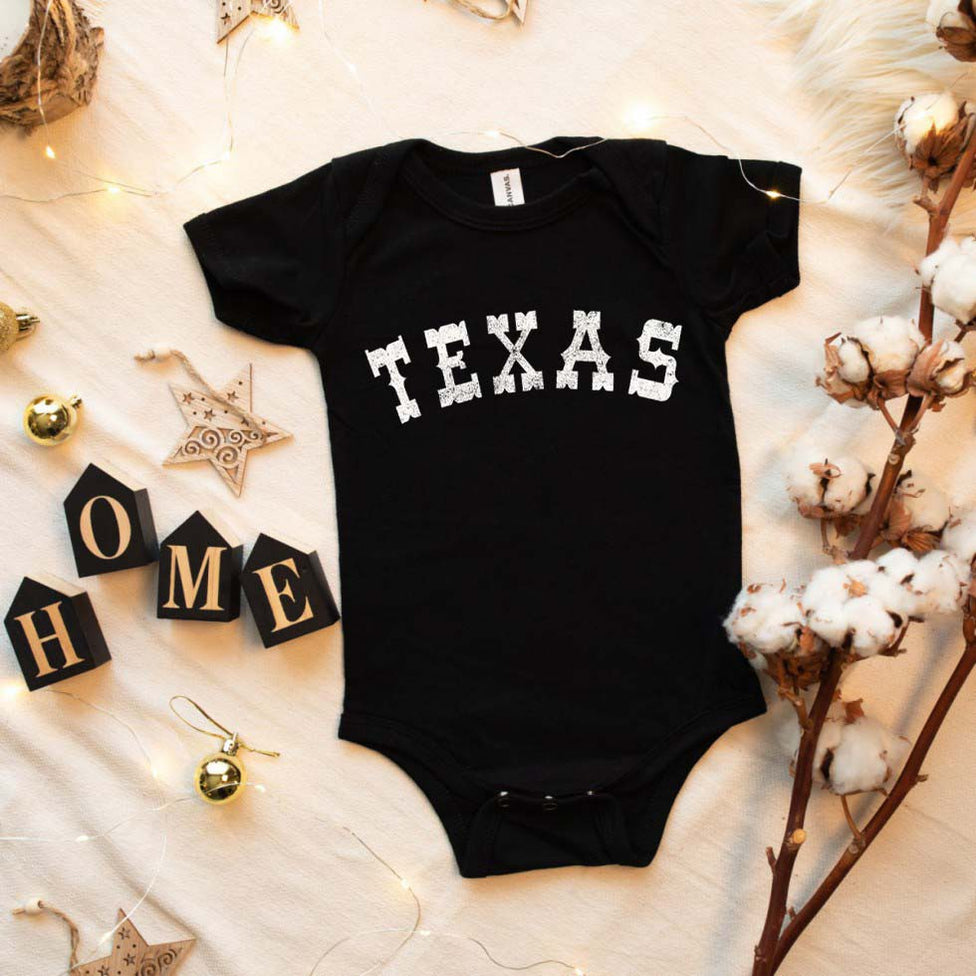 Unisex Texas State Graphic Baby Onesie - Black Color